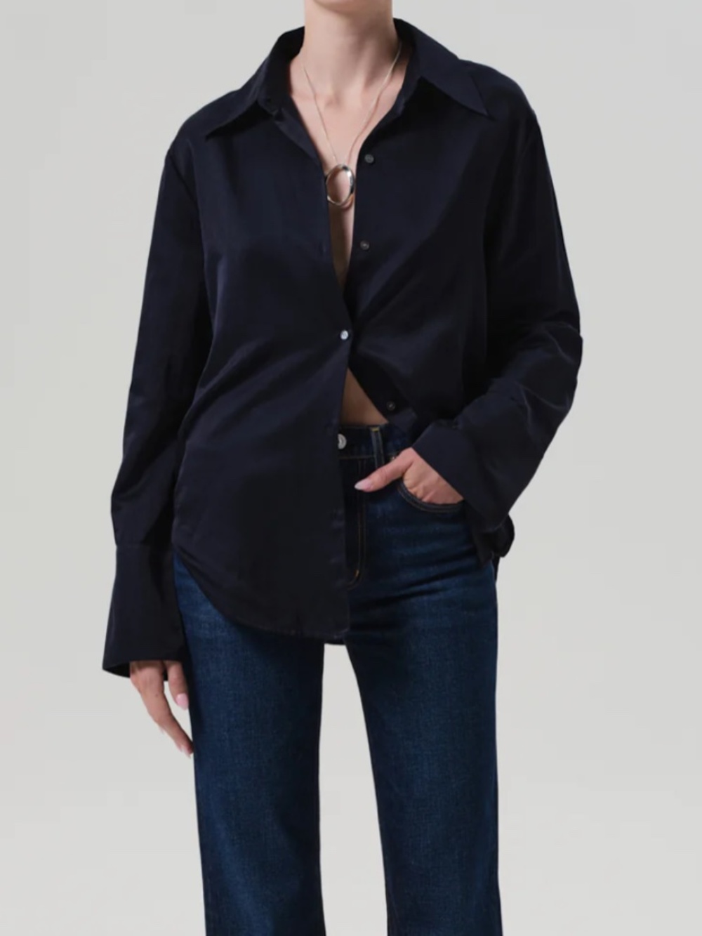 Citizens of Humanity Navy Button Down Blouse | Camilia Shirt In Midnight